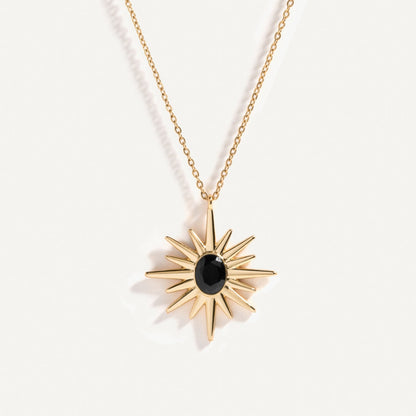 Black Onyx Sunburst Necklace